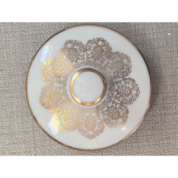 Bavaria Tirchenreuth Germany Porcelain Creamer and Sugar Bowl White Gold - Picture 7 of 7